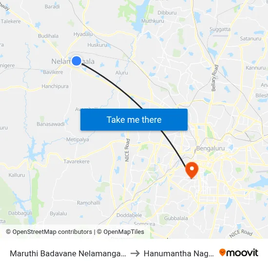 Maruthi Badavane Nelamangala to Hanumantha Nagar map
