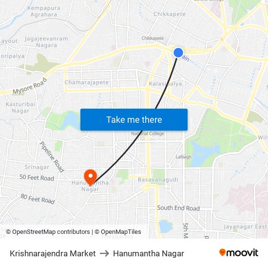 Krishnarajendra Market to Hanumantha Nagar map