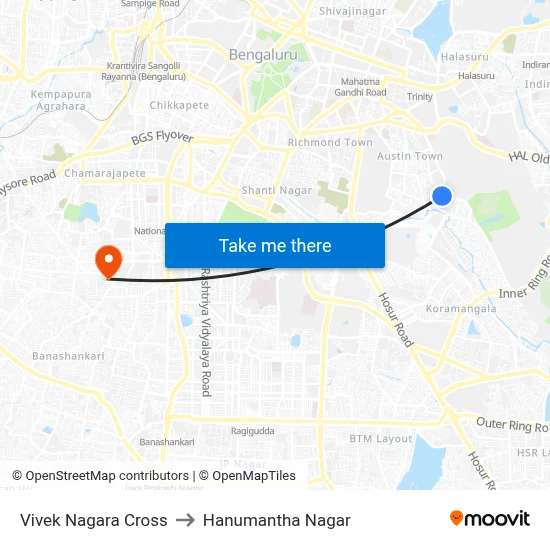 Vivek Nagara Cross to Hanumantha Nagar map