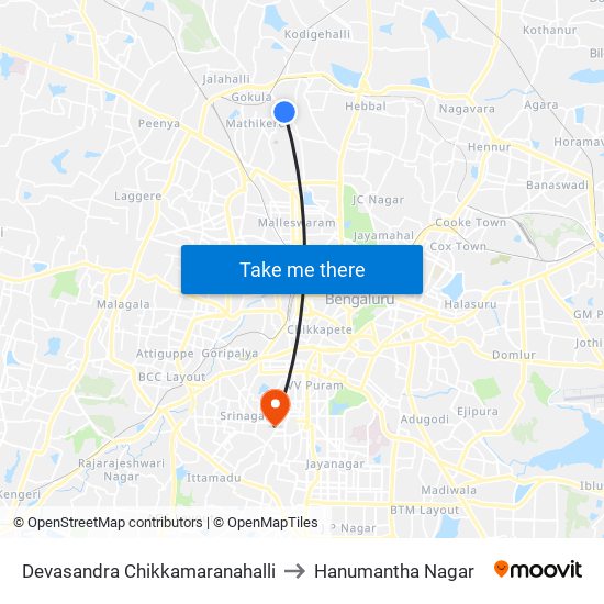 Devasandra Chikkamaranahalli to Hanumantha Nagar map