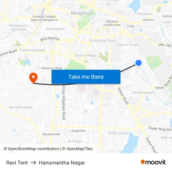 Ravi Tent to Hanumantha Nagar map