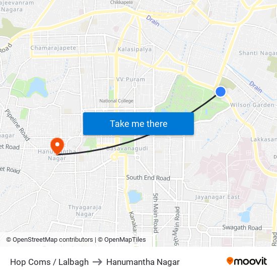 Hop Coms / Lalbagh to Hanumantha Nagar map