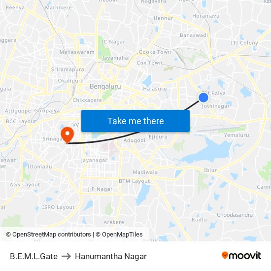 B.E.M.L.Gate to Hanumantha Nagar map