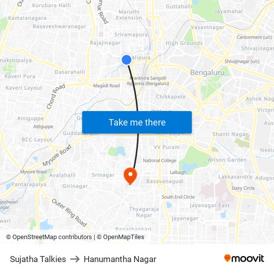 Sujatha Talkies to Hanumantha Nagar map