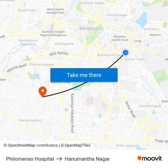 Philomenas Hospital to Hanumantha Nagar map