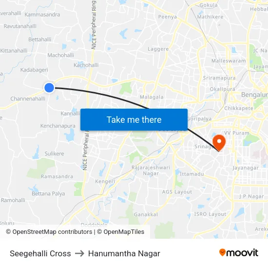 Seegehalli Cross to Hanumantha Nagar map