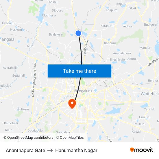 Ananthapura Gate to Hanumantha Nagar map