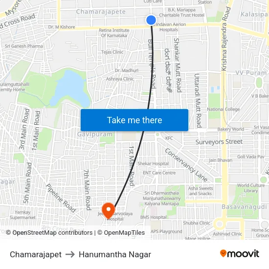 Chamarajapet to Hanumantha Nagar map
