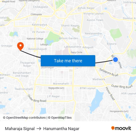 Maharaja Signal to Hanumantha Nagar map