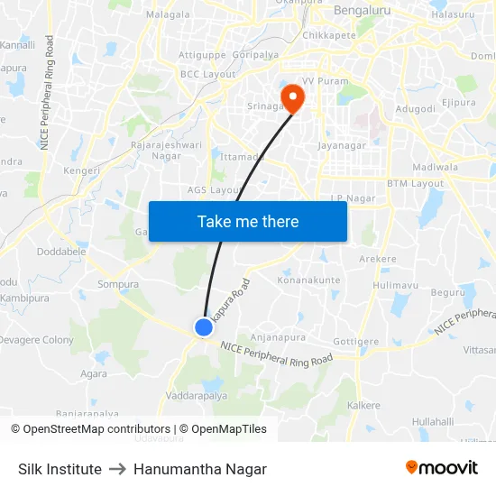 Silk Institute to Hanumantha Nagar map