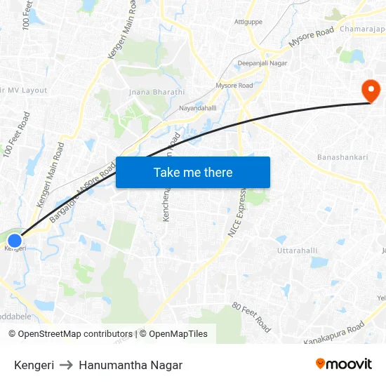 Kengeri to Hanumantha Nagar map