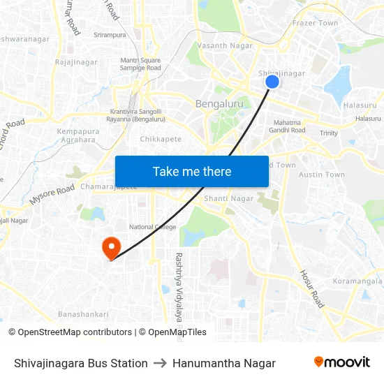 Shivajinagara Bus Station to Hanumantha Nagar map