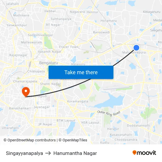 Singayyanapalya to Hanumantha Nagar map