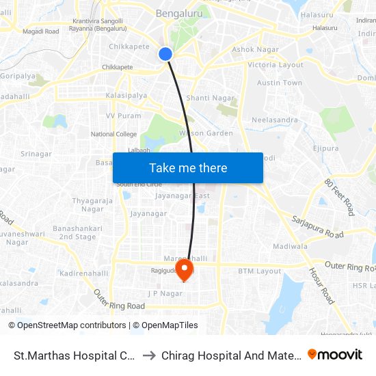 St.Marthas Hospital Corporation to Chirag Hospital And Maternity Center map