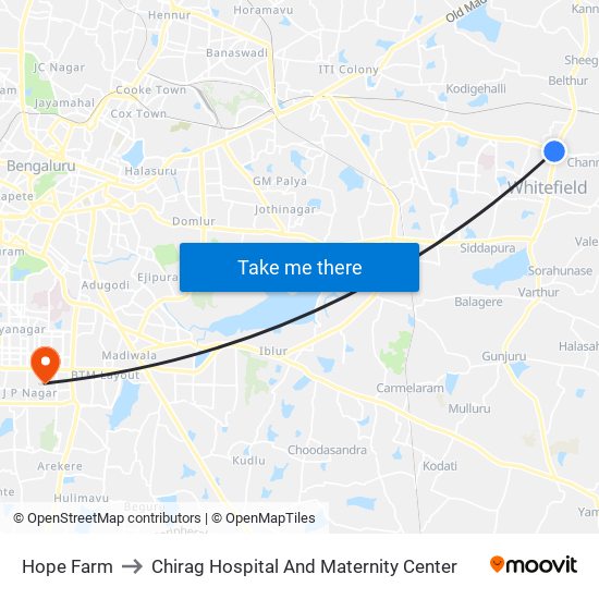 Hope Farm to Chirag Hospital And Maternity Center map