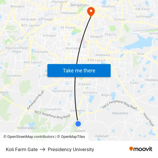 Koli Farm Gate to Presidency University map