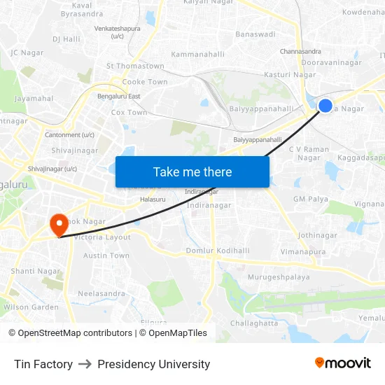 Tin Factory to Presidency University map