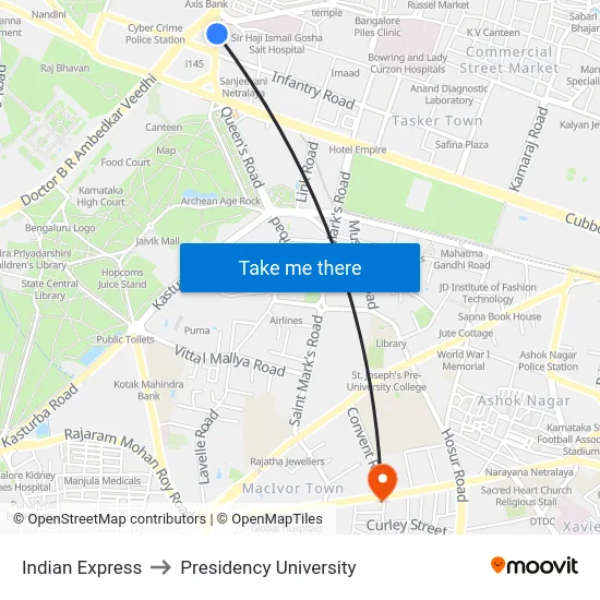 Indian Express to Presidency University map