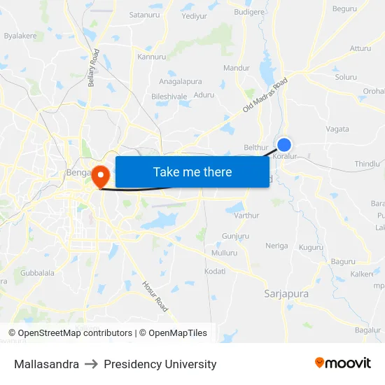 Mallasandra to Presidency University map