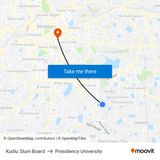 Kudlu Slum Board to Presidency University map