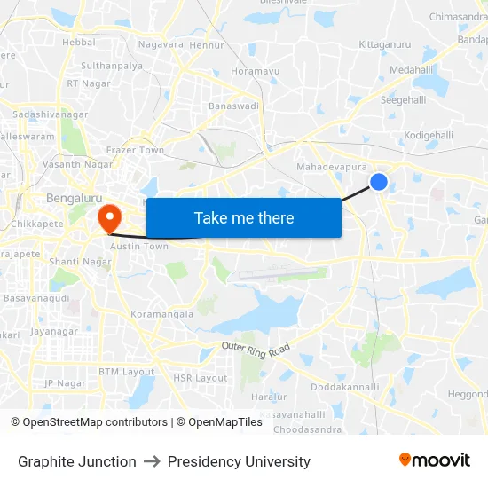 Graphite Junction to Presidency University map