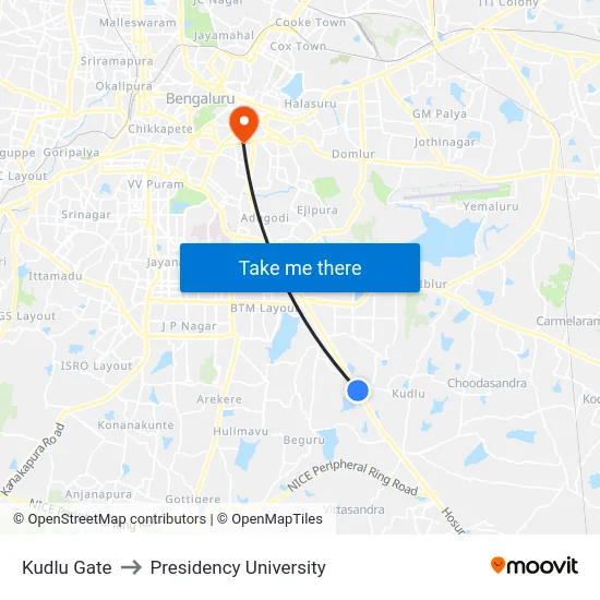 Kudlu Gate to Presidency University map