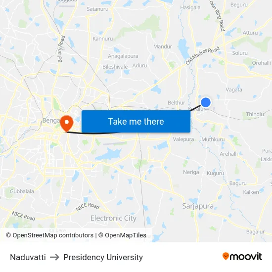 Naduvatti to Presidency University map