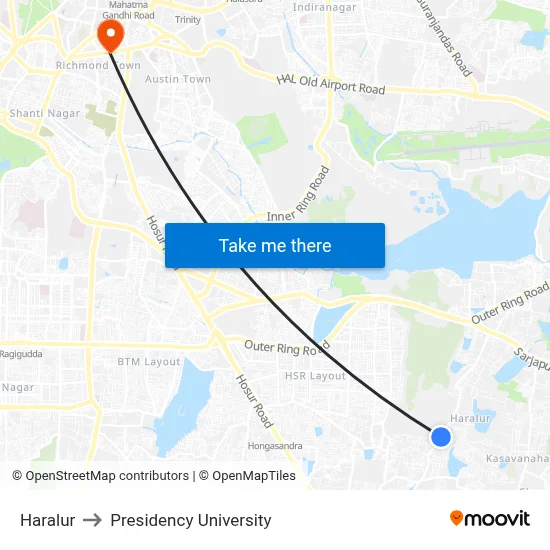 Haralur to Presidency University map