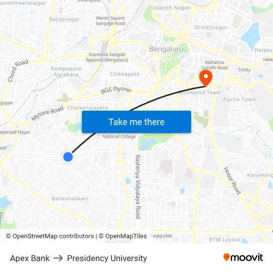 Apex Bank to Presidency University map