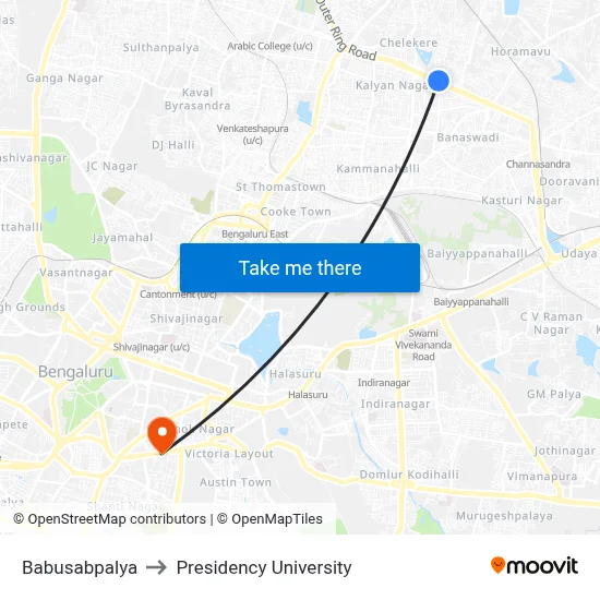 Babusabpalya to Presidency University map