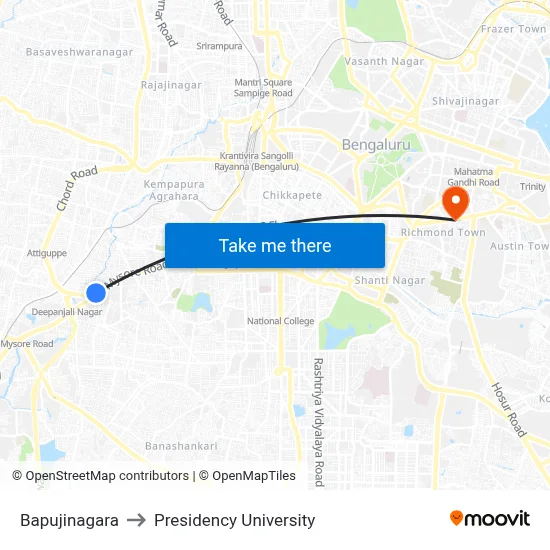 Bapujinagara to Presidency University map