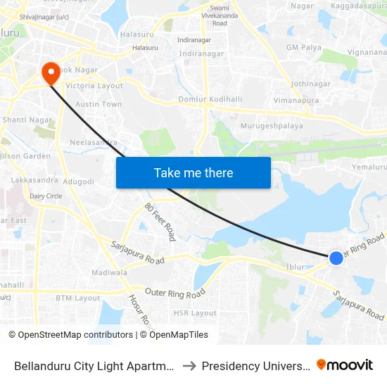 Bellanduru City Light Apartment to Presidency University map