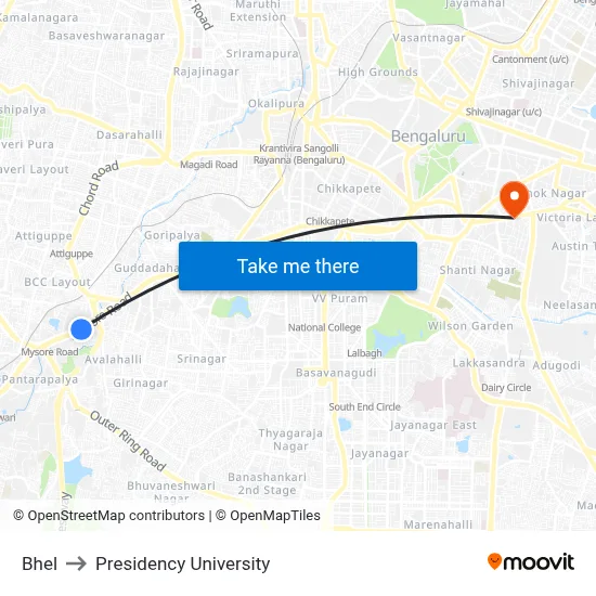 Bhel to Presidency University map