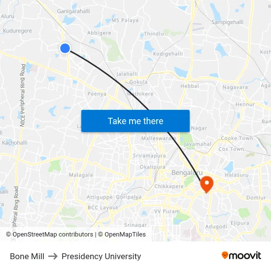 Bone Mill to Presidency University map