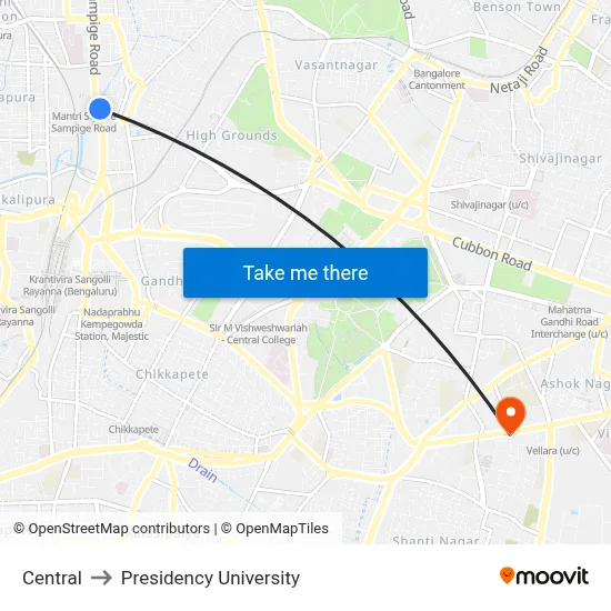 Central to Presidency University map