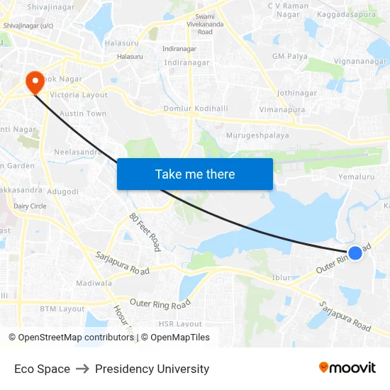 Eco Space to Presidency University map
