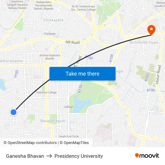Ganesha Bhavan to Presidency University map