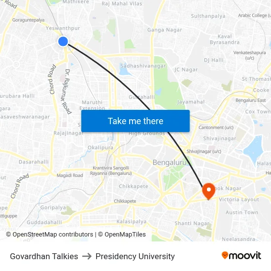 Govardhan Talkies to Presidency University map