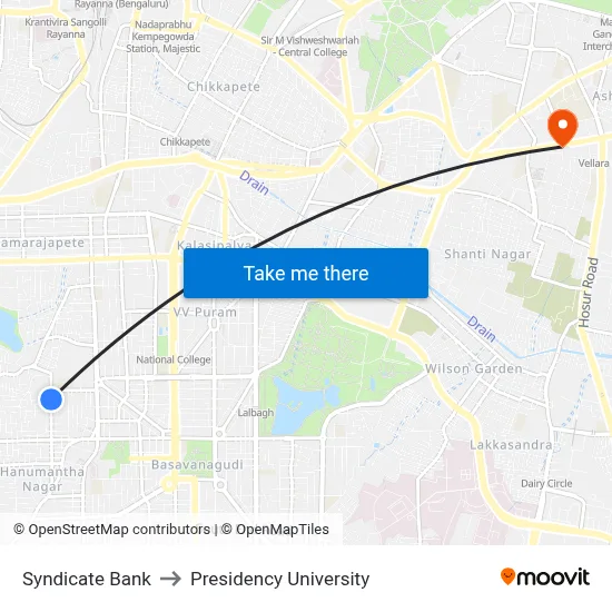 Syndicate Bank to Presidency University map
