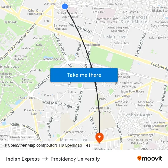 Indian Express to Presidency University map