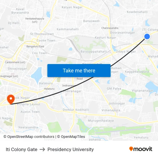 Iti Colony Gate to Presidency University map