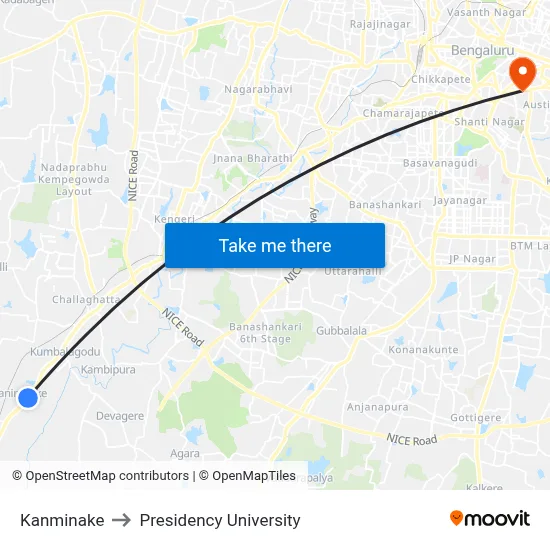 Kanminake to Presidency University map