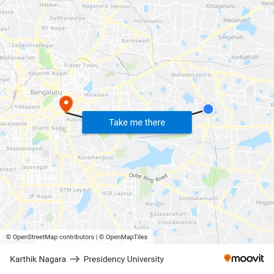 Karthik Nagara to Presidency University map