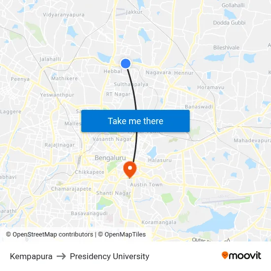 Kempapura to Presidency University map