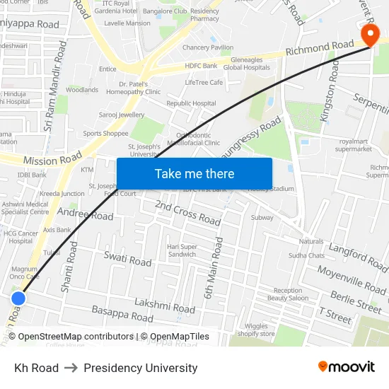 Kh Road to Presidency University map