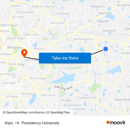 Ktpo to Presidency University map