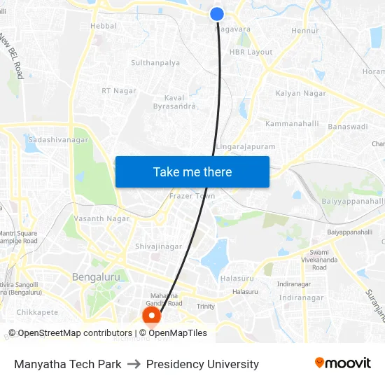 Manyatha Tech Park to Presidency University map