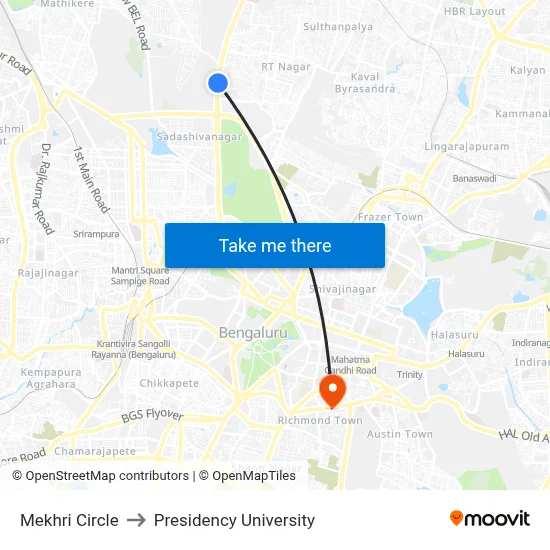Mekhri Circle to Presidency University map