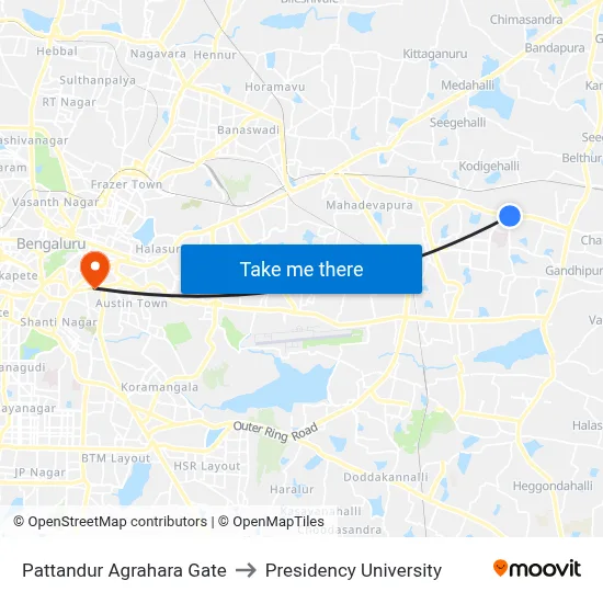Pattandur Agrahara Gate to Presidency University map