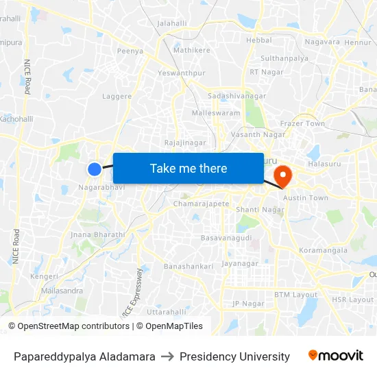 Papareddypalya Aladamara to Presidency University map